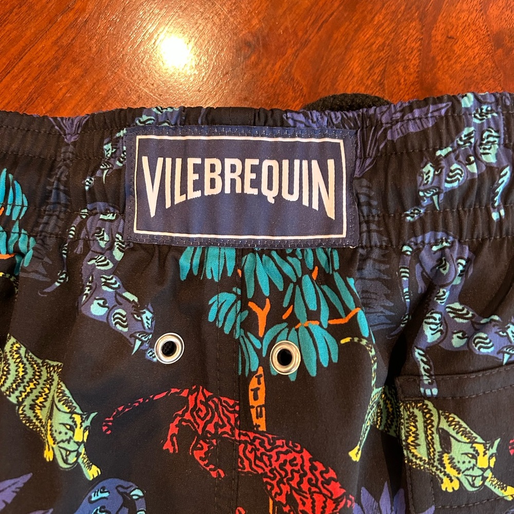 Vilebrequin Men’s XL Swim Trunks Moorise  St-Tropez Black Tiger Leap Shorts